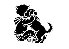 Schablone kind mit hund - kind, hund...