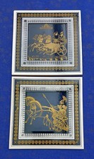Griechenland ,2 Keramik  Wandfliesen , schwarz - gold , Philkeramik Johnson ,