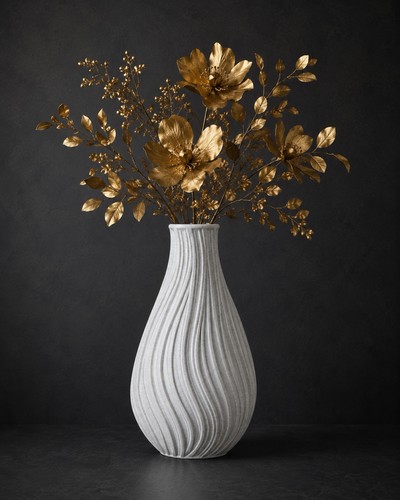 Designvase steinweiß optik - designvase, steinweiß-optik