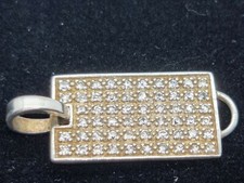 925/- Sterling Silber Charmträger - Platte mit Glitzersteinen