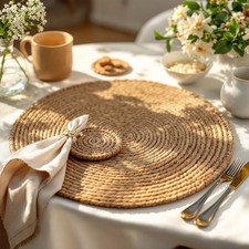 Platz Set Wasserhyazinthe rund - Ausführung wählbar - Seegras Tisch Untersetzer