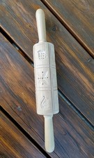 Teigrolle mit Motiv/Prägung  für Kekse/Gebäck (Birkenholz mit Muster) 