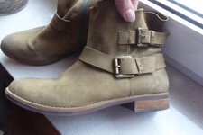 HANNA WHITE Stiefel ankle Boots hellbraun weiches Leder Wildleder Schnallen 40