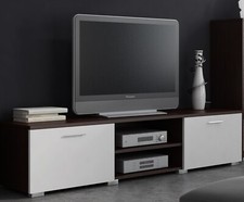 TV-Kommode 140x40x55 cm Wenge Weiß | 2 Türen | Modern | Laminat | Skandinavisch