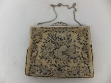 Vintage Antike ? Gobelin Tasche - Petit point Stickerei- Jugendstil Ziselierung