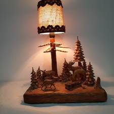 Original Erzgebirge Schnitzerei Tischlampe