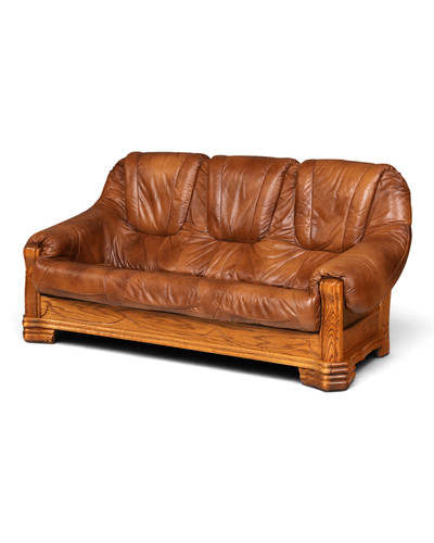 Rustikale eichen ledercouch - eichen,