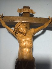 großes, antikes, geschnitztes Holzkreuz, 77cm, Oberammergau?