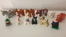 12 tlg. Lego Duplo Tiere Ente Esel Hund Katze Ziege Schaf Kuh Huhn