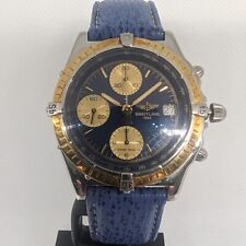 Breitling Chronomat B13048 *Gebrauchte Uhr* Lederband Blau Rare Goldlünette