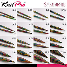 KnitPro Symfonie Austauschbare Nadelspitzen Normallänge Holz handwarm 16 Größen