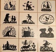 12 Scherenschnitt Postkarten