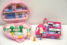 Mini Polly Pocket Landhaus Rosa Herz / Bus Camper Bluebird  1989 / 1994 Set 18