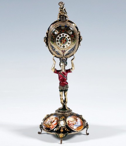Silber enamel tisch uhr - tisch, wien