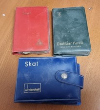 3x Alte Werbe-Skatkarten im Etui