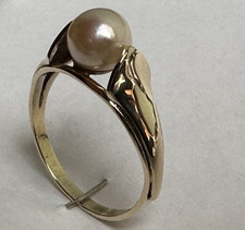 Goldring Gelbgold Ring 333 mit Akoya Perle , Gr. 56