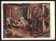 Frau bei russischem - ak,