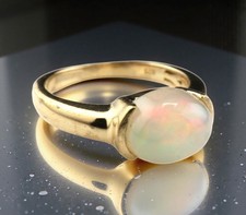 GJ69 * OVALER AFRIKA OPAL EDELSTEIN RING (17)  *FEUER*   925er SILBER/VG