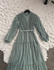 Tesettür Abiye Abendkleid Maxikleid Hijab grün/blau gr.s 36