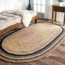 Ovaler Teppich Jute 100% Natur