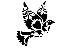 Schablone " Vogel mit Herz "