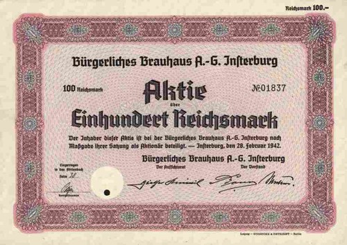 Brauhaus 1942 insterburg - brauhaus,