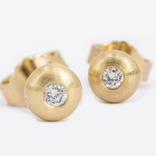 5,6 mm ø - Solitaire Brillant 0,10 ct. Diamant Ohrstecker Gelbgold 750/18K