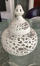 Tischleuchte weiß Metall shaby chic orientalischer Stil , Fa. Matteo