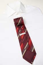 BIAGGINI Tie Herren One Size Red Striped Pointed Classic Pure Silk Tied