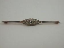 antike Brosche / Nadel Artdeko mit Diamantrosen und Diamant Gold 750