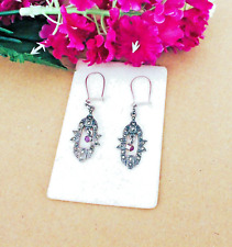 Markasit 925/ Sterling Silber Ohrringe mit amethyst ,ca 4 cm ( BIR -7*)