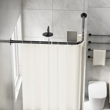 Edelstahl Eck Duschvorhang Stange Teleskopierbar Winkel L-Form selbstklebend