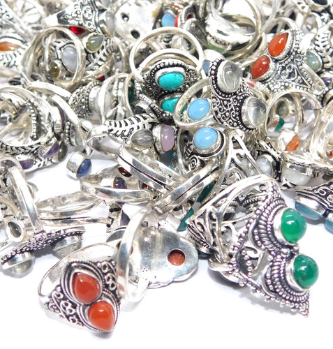 Gemischtes edelstein ringe set - edelstein,