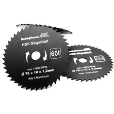 3x HSS Kreissägeblatt Ø 76x10 mm 60 Zähne für Mini Handkreissäge Tauchsäge Neu