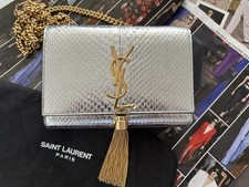 SAINT LAURENT Pompom Kate Silver Water Snake