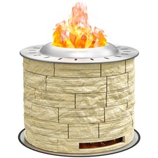 Feuerschale Feuerstelle mit Deckel, Holz brennender Feuerkorb für Garten Gelb