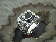 Silberring PIK AS Ring Motiv Ranke POKER Skat Silber 925 Old School Rockabilly 