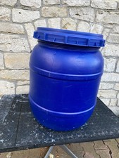 Kunststofffass 150 L, blau, Weithals, Schraubdeckel, lebensmittelecht, Öffnung Ø