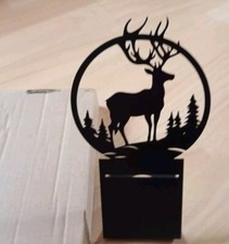 Deko Teelichthalter Metall Schwarz Hirsch Winter Landhaus ca. 17 x 10 x 7 cm Neu