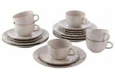 GMK Naturals Kaffeeservice 18-tlg. Steingut Geschirr Pastellfarben taupe 6 Pers.