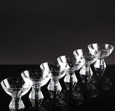 6 wundervolle Vintage Sektschalen Kristall Glas Sektgläser Sterne Linsen Schliff