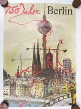 Altes DDR Plakat 750 Jahre Berlin 1987 Poster Fernsehturm