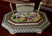 Ablage Schreibtisch Stifthalter Briefhalter Khatam Mikro-Mosaik mit Jagdmotiv