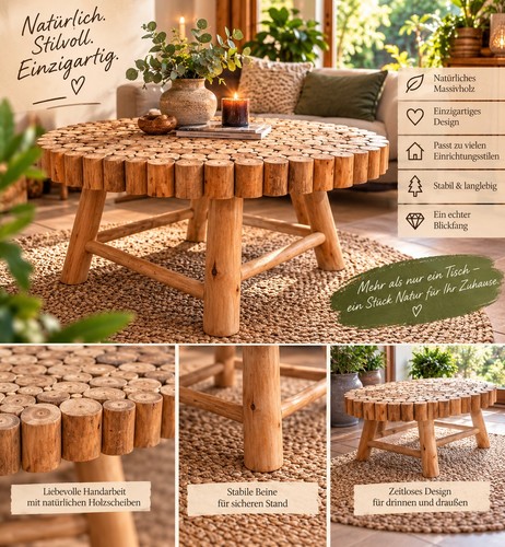 Rustikaler couchtisch aus - couchtisch,