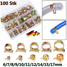 100x Ohr Federbandschellen Schlauchschellen Sortiment Set 6-17mm Schlauchklemme