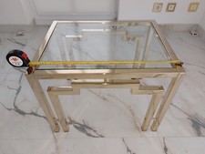 Beistelltisch Metall 65 x 50 x 50 cm Goldfarbig mit klarer Glasplatte 6 mm