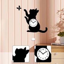 Wanduhr mit Katzen- und