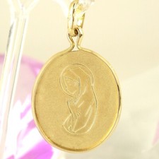 Feiner Anhänger Goldanhänger Madonna 585 Gelbgold 14K ohne Besatz Medallionstyle