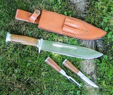 BOWIE FEASTING COMBO Bowie Messer Gabel und kleines Jagdmesser Set Lederscheide