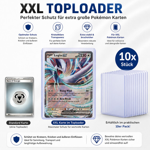 10x toploader für pokemon xxl - 10x,